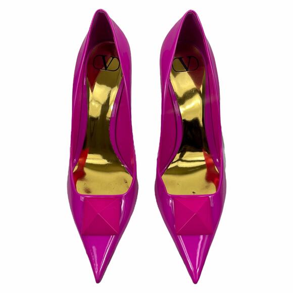 Valentino Garavani One Stud Patent Leather Pump Hot Pink Size 41 - Picture 5 of 12